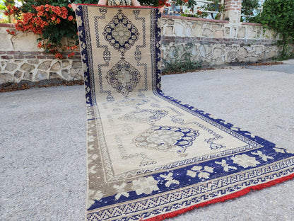 3x10 Geometric Runner Rug, Home Hallway Decor Runner, Rustic Boho Decor, Turkish hand Made