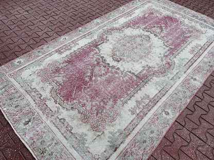 Handwoven Turkish Oushak Rug: 4x7 Boho Wool Cotton Rug