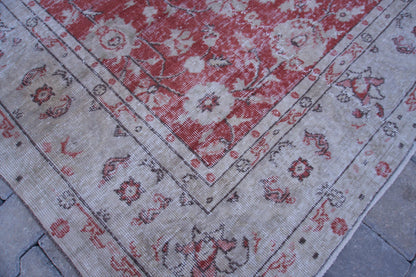 Handmade Turkish Isparta Rug 7x10: Vintage Oriental Cotton-Wool Blend