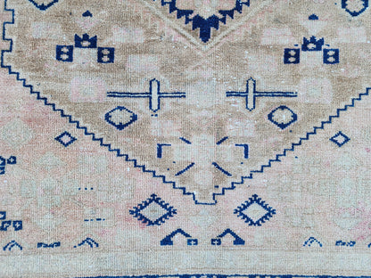 Vintage Oushak Rug 4x6: Neutral Turkish Handmade Area Rug