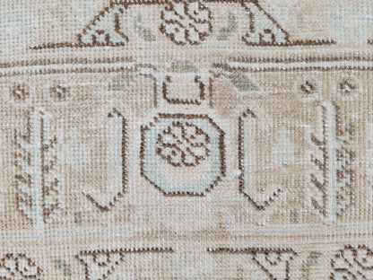 Geometric Neutral Rug 8x11: Beige Wool Hand Knotted Carpet, Rustic Bohem Dining Room Decor