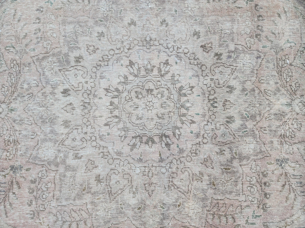 9×12 Vintage Wool Rug, Hand Knotted, Neutral Beige Oriental Persian Traditional Carpet