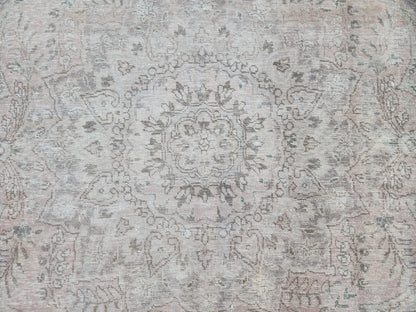 9×12 Vintage Wool Rug, Hand Knotted, Neutral Beige Oriental Persian Traditional Carpet