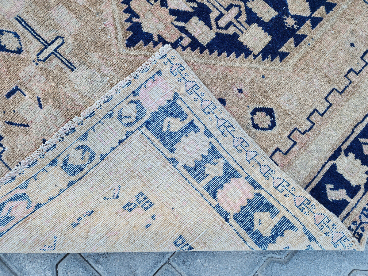 Vintage Oushak Rug 4x6: Neutral Turkish Handmade Area Rug
