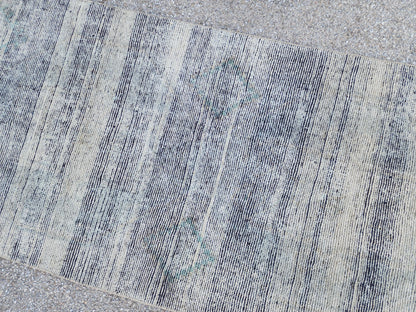 3x11 Vintage Gray Wool Runner Rug: Hand Knotted Hallway Carpet
