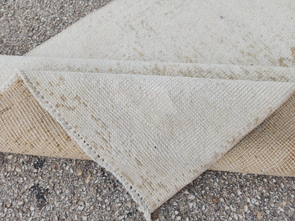 3x12 Muted  Runner Rug: Geometric Turkish Hand Woven, Up Cycled Wool