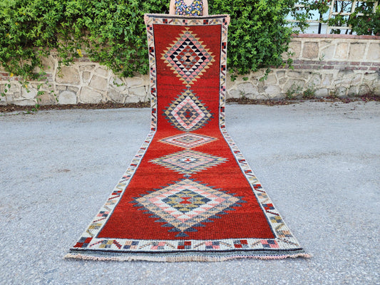 Vintage Runner Rug 2x10, Hand Made Rustic Decor, Kitchen Decor, Up Cycled Wool