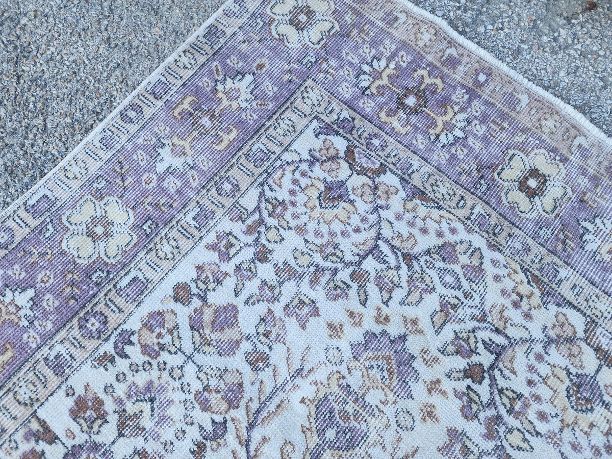 Oushak Neutral Rug 5x9, Turkish Beige Hand Made Carpet, Rustic Dining Room Decor