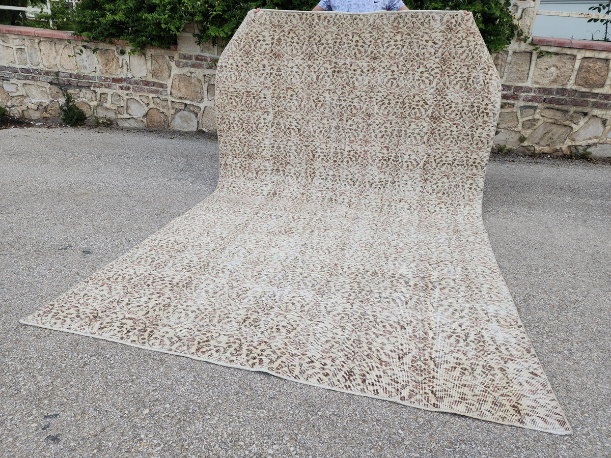 Oushak Area Rug 6x10, Turkish Hand Made Carpet, Oriental Boho Decor