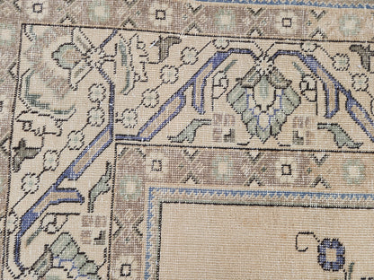 Vintage Oushak Rug 9x12: Hand-Knotted Turkish Wool Area Rug