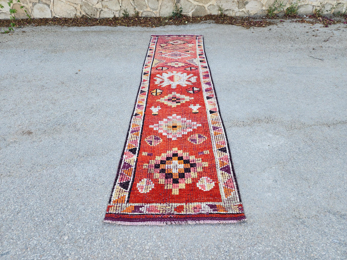 2x10 Herki Runner Rug, Hand Knoted Wool Decor, Hallway Decor, Eco Friendly
