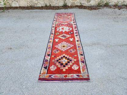 2x10 Herki Runner Rug, Hand Knoted Wool Decor, Hallway Decor, Eco Friendly