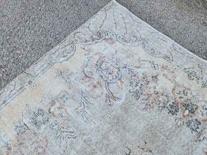 Neutral Oushak Rug 5x9: Turkish Hand Knotted, Dining Room Decor