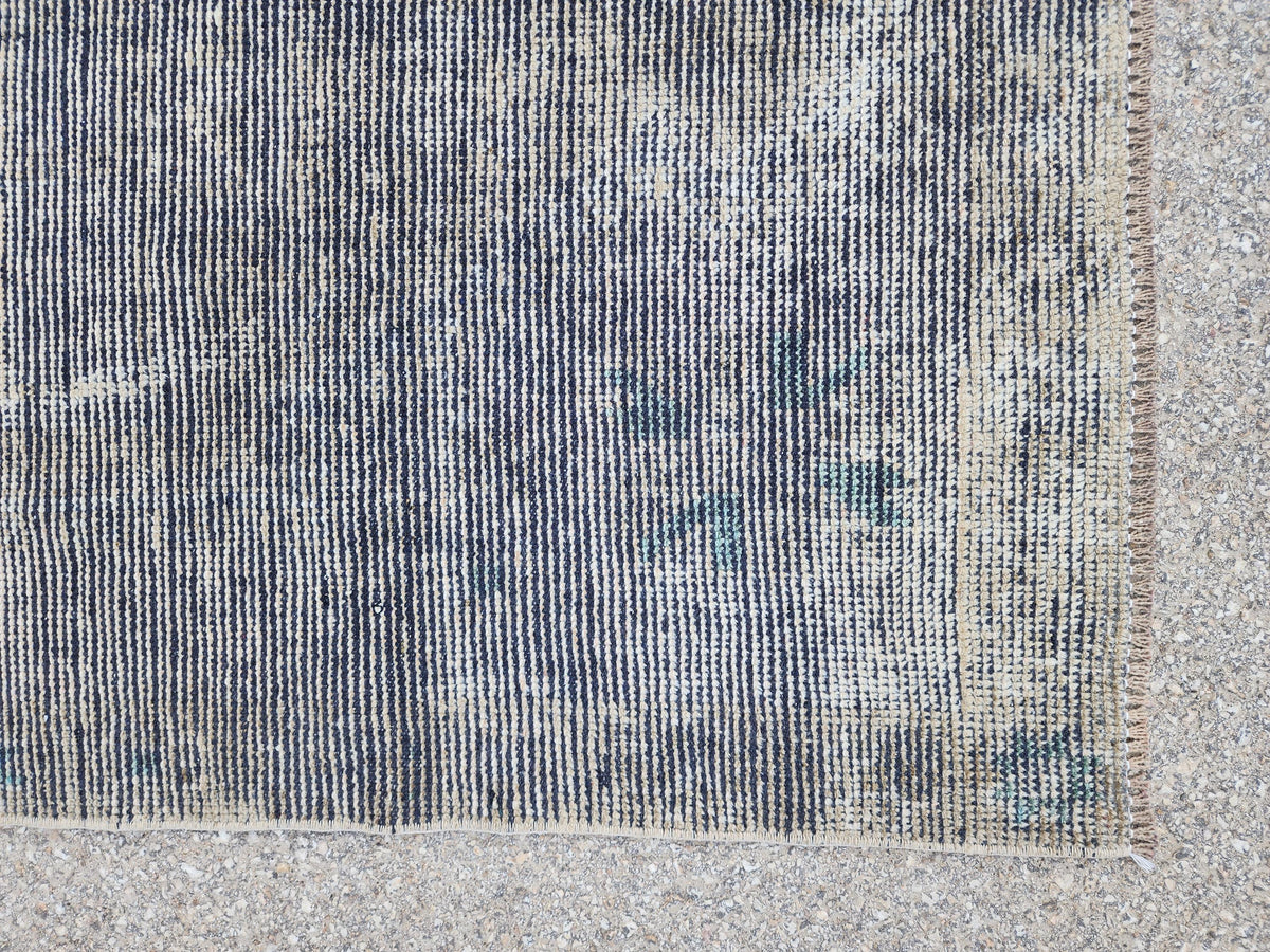 4x10 Gray Turkish Runner Rug: Handcrafted Oriental Boho Hallway Decor