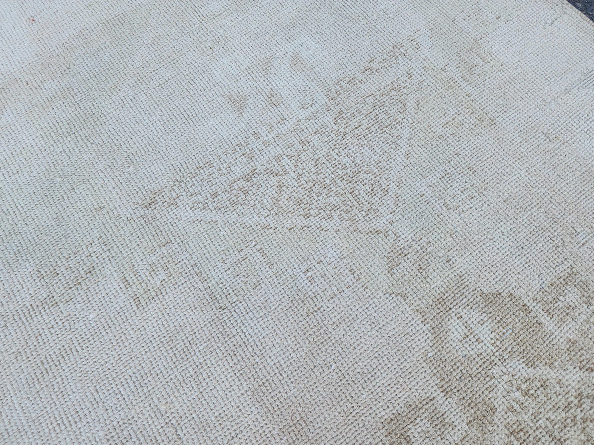 Neutral Vintage Runner Rug 2.7 x 11.3 ft, Turkish Hand Knotted Up Cycled Wool, Eco Friendly