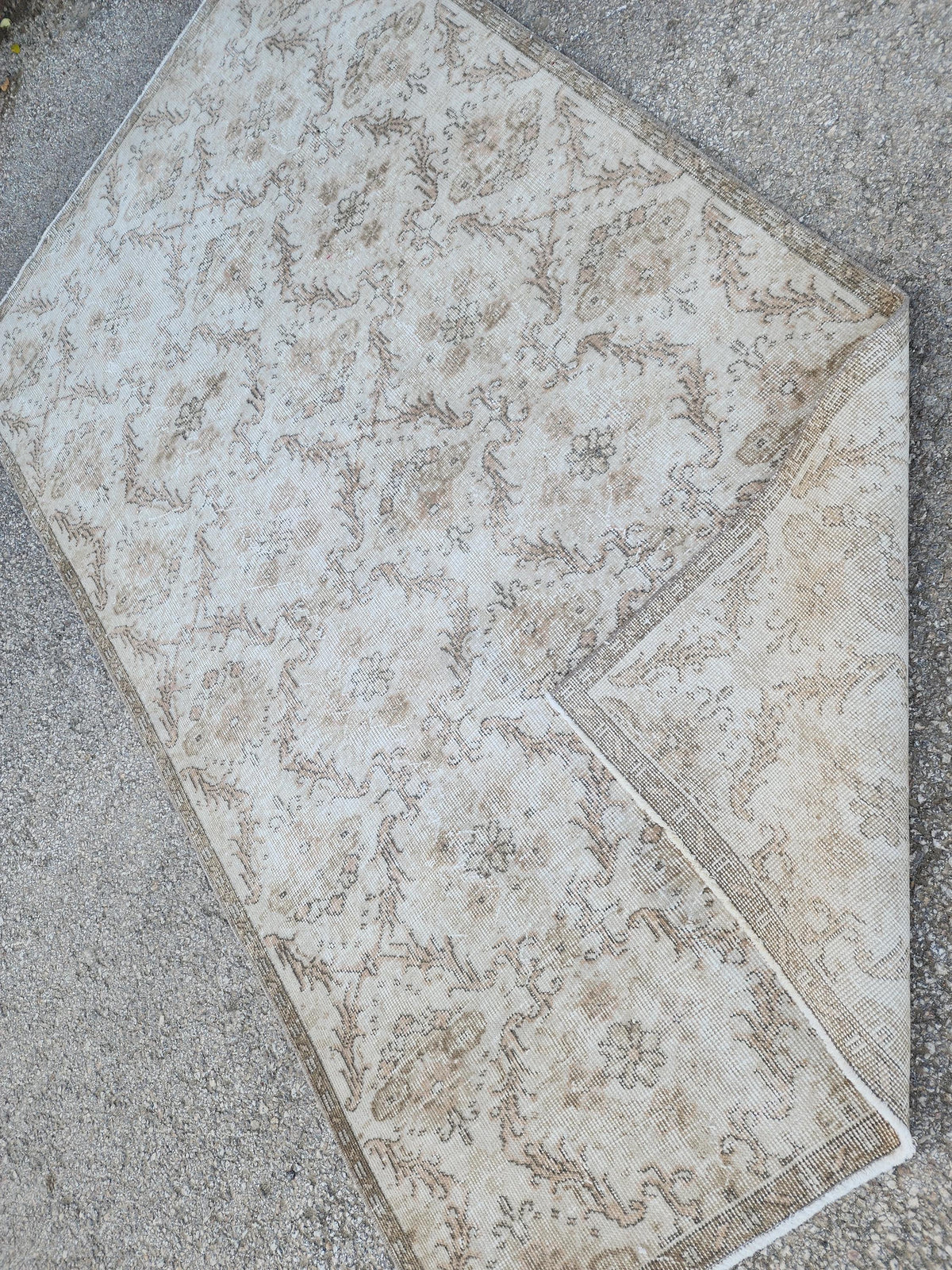 4x7 Oushak Small Rug, Neutral Turkish Hand Woven, Bohem Home Decor