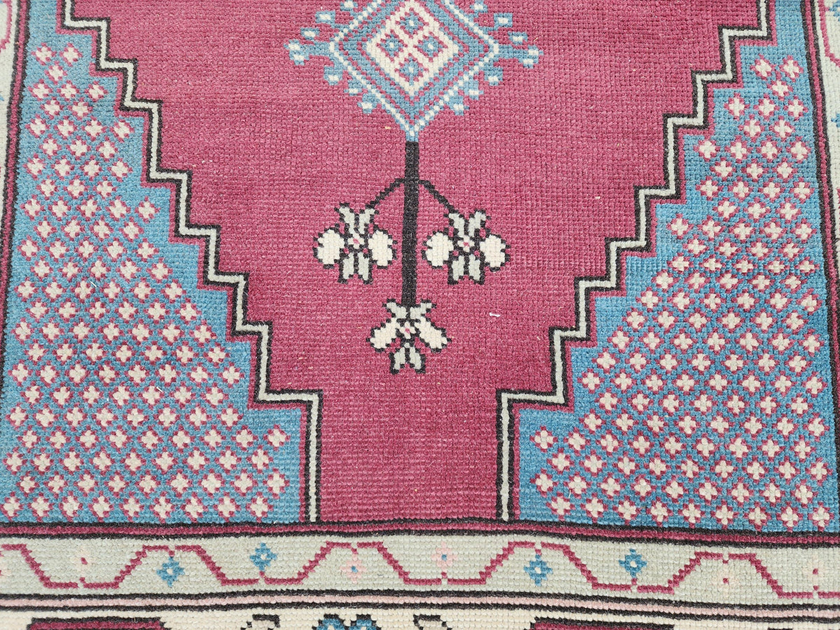 4x9 Turkish Wool rug, Bohemian Living Room Decor, Oriental Hand Made Carpet
