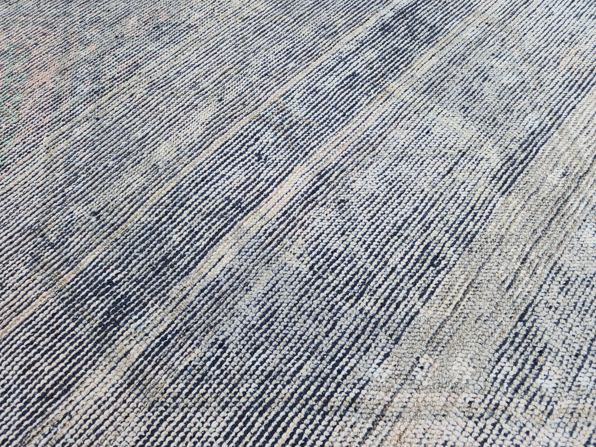 3x11 Hand Knotted Wool Runner Rug: Gray Turkish Farmhouse Hallway Decor