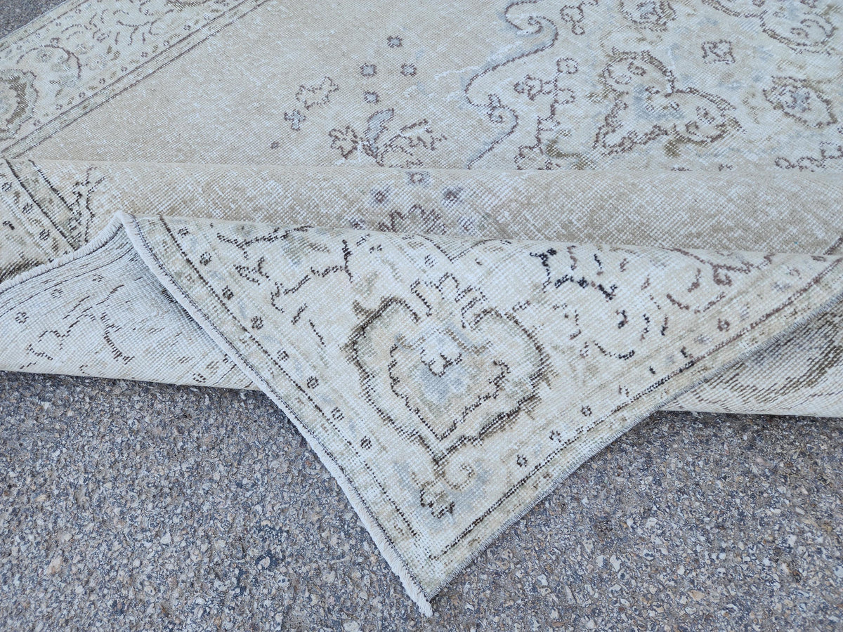 Neutral 6x10 Area Rug, Home Rustic Decor, Turkish Beige Wool Hand Made