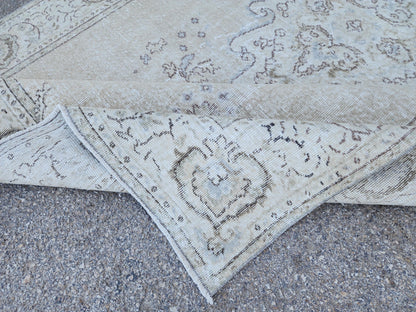 Neutral 6x10 Area Rug, Home Rustic Decor, Turkish Beige Wool Hand Made