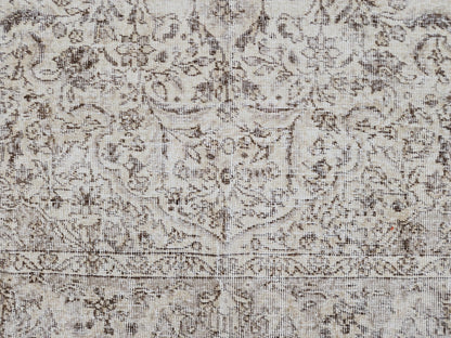 Hand Knotted Wool Oushak Rug 6x10: Ivory Beige Turkish Area Rug