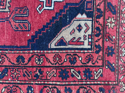 3x10 Geometric Wool Red Runner Rug: Hand Knoteed, Kitchen Decor