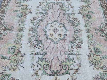 Handwoven Turkish Oushak Rug: 4x7 Wool & Cotton Medallion Rug, Home Rustic Decor