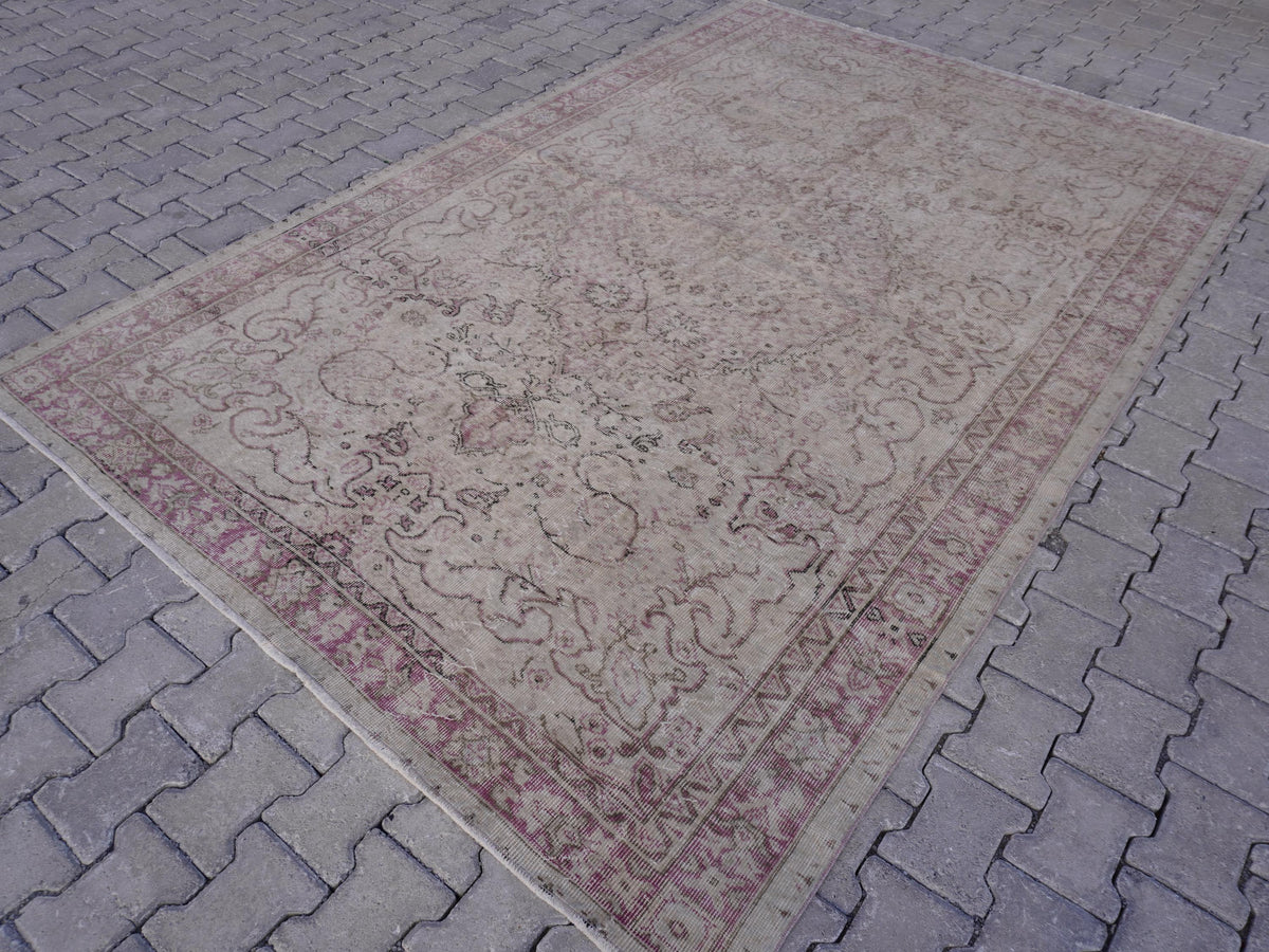 6x10 Neutral Area Rug, Bohemian Home Decor, Beige Hand Made