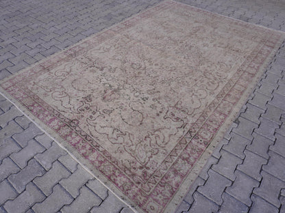 6x10 Neutral Area Rug, Bohemian Home Decor, Beige Hand Made