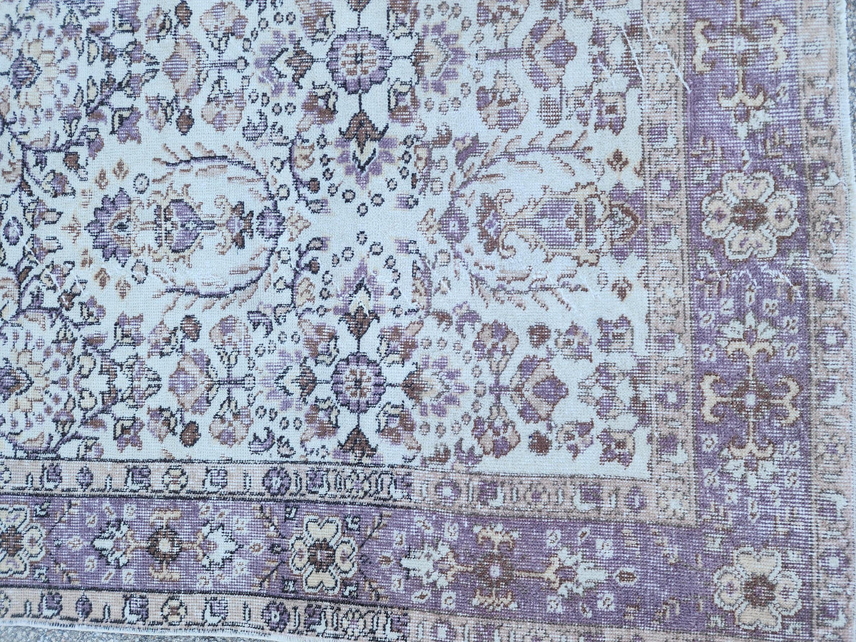 Oushak Neutral Rug 5x9, Turkish Beige Hand Made Carpet, Rustic Dining Room Decor