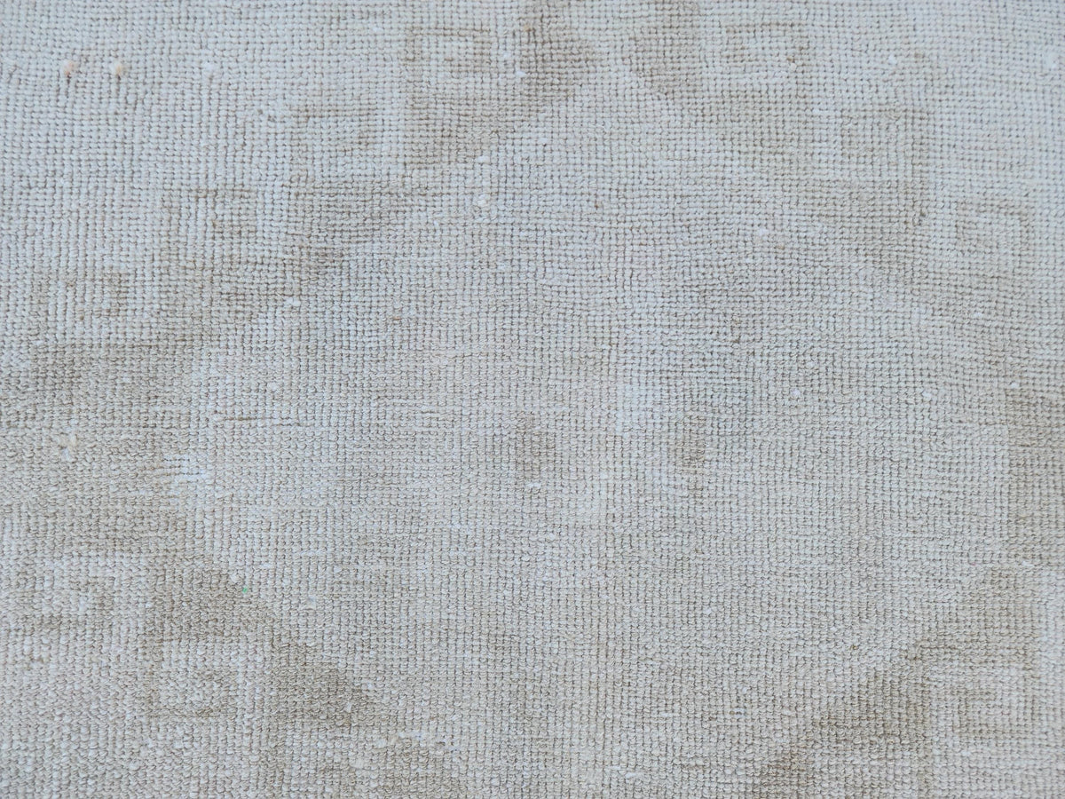 Neutral Vintage Runner Rug 2.7 x 11.3 ft, Turkish Hand Knotted Up Cycled Wool, Eco Friendly