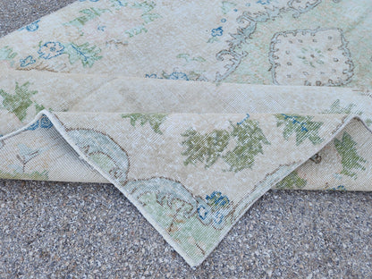 Neutral Oushak Rug 5x9: Hand-Knotted Wool Turkish Rug