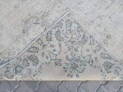 7x10 Medallion Turkish Rug, Oriental Living Room Decor, Beige and Soft Green
