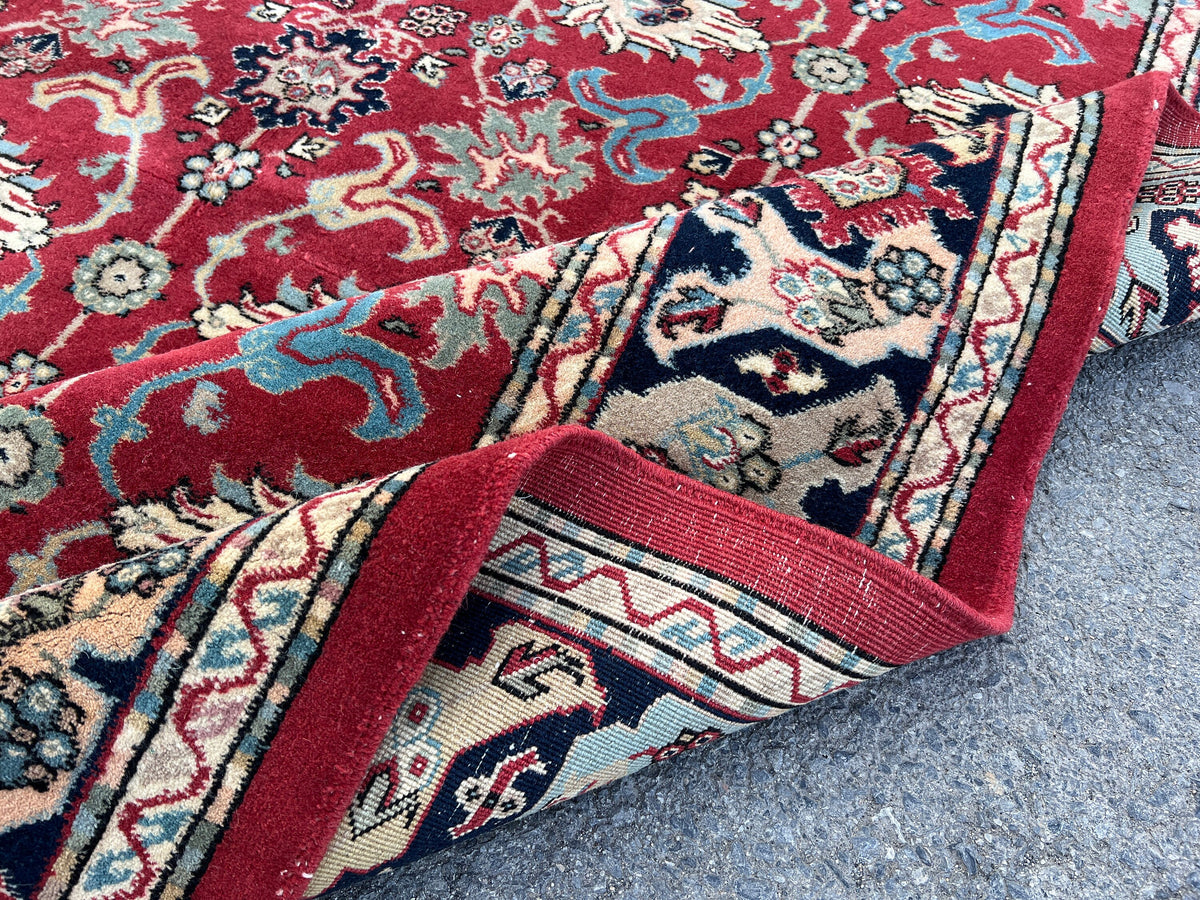 6x8 Vintage Oushak Rug: Red Wool Traditional Carpet