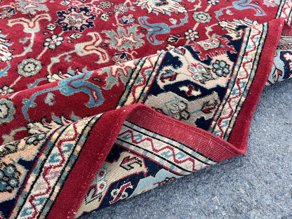 6x8 Vintage Oushak Rug: Red Wool Traditional Carpet
