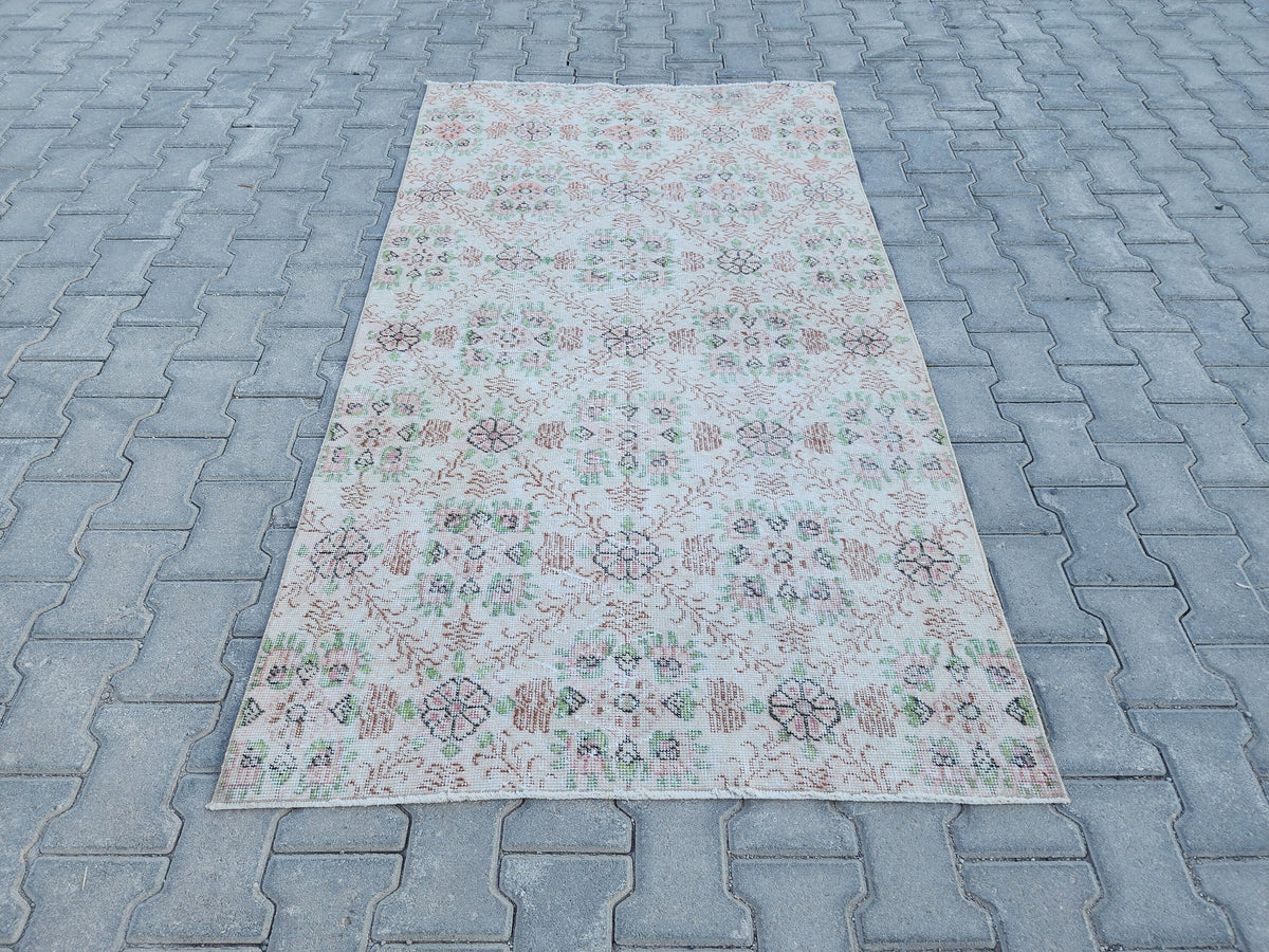 3x6 Hand Made Rug, Kitchen Small Decor, Oriental Boho Carpet