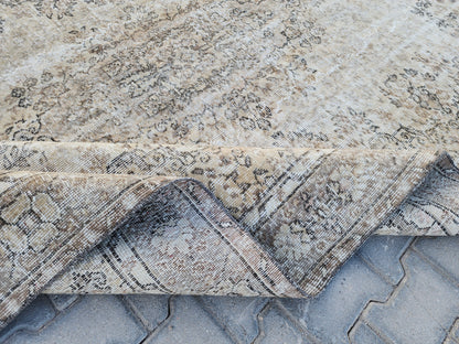 7x10 Neutral Area Rug, Living Room Boho Decor, Turkish Wool Hand Made
