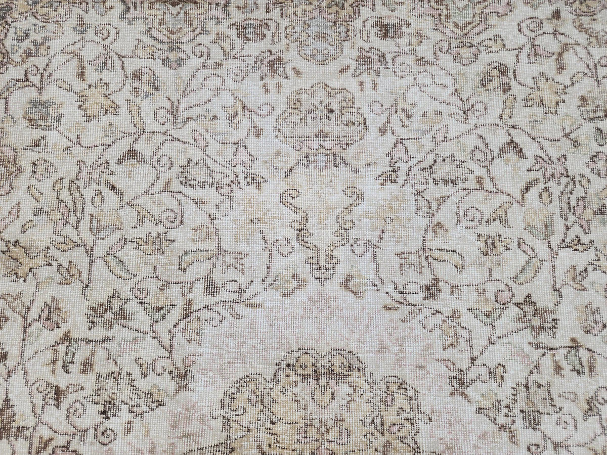 6x10 Green Vintage Rug: Oushak Medallion Hand‑Knotted Turkish Area Rug