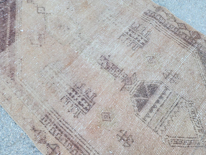 3x10 Neutral Runner Rug, Hand Made Rustic Decor, Bohemian Geometric Design