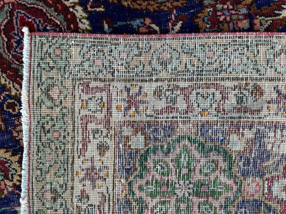 Handmade Wool Rug 10x13: Navy Blue Medallion Oriental Rug