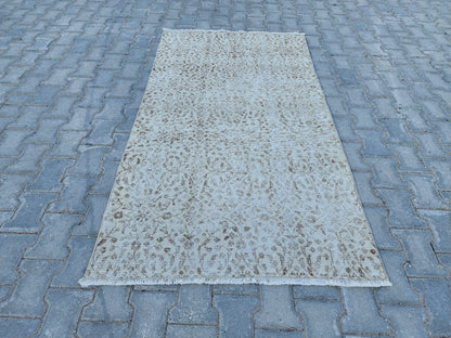 Handwoven Turkish Oushak Rug 3x6: Wool & Cotton Neutral Rug