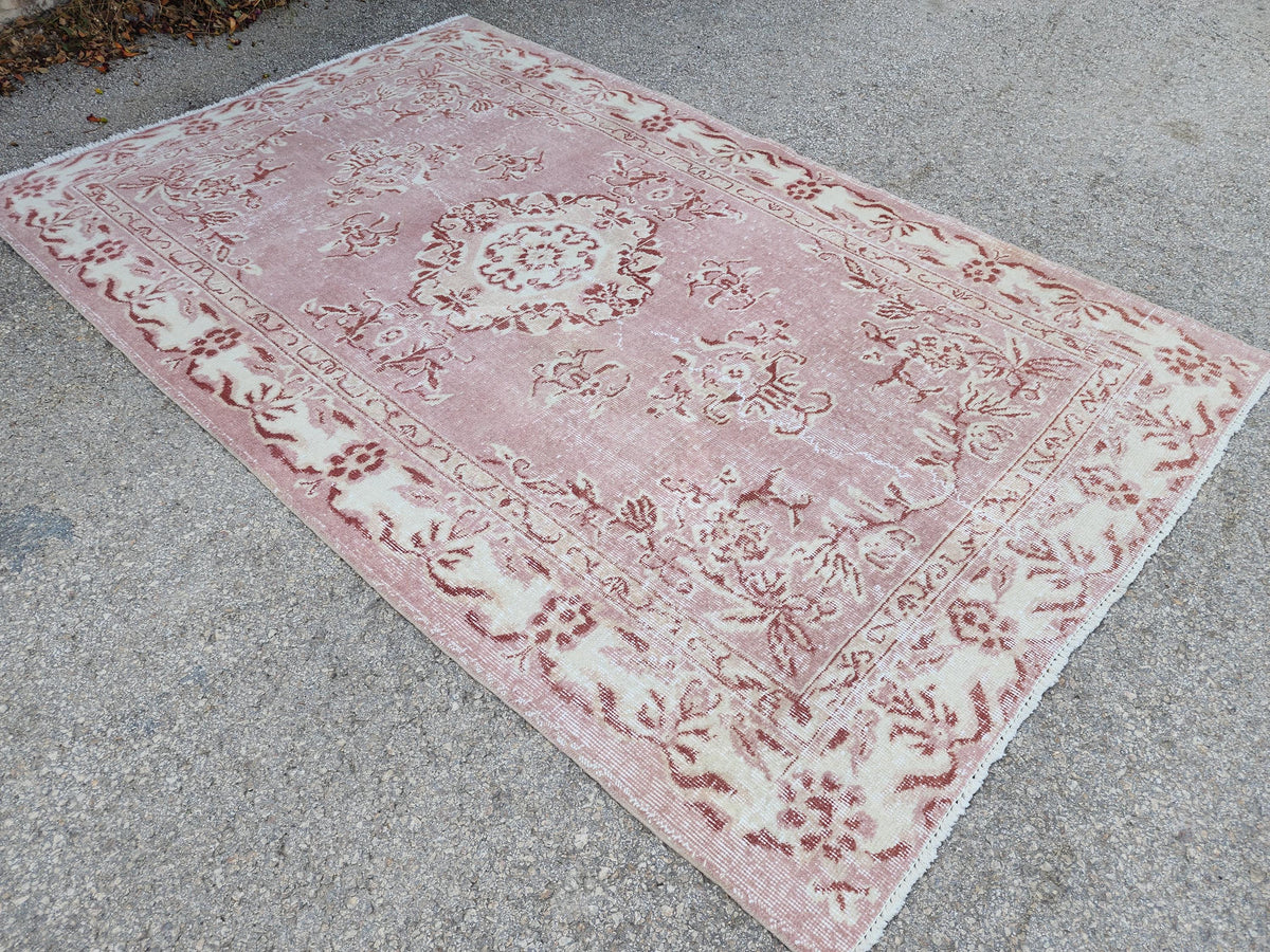 Turkish Area Rug 5x8, Hand Knotted Oriental Wool, Living Room Boho Decor