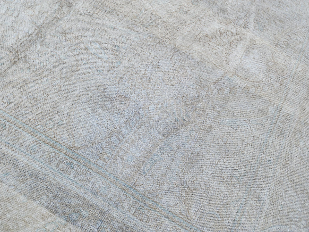 9x12 Muted Rug, Gray ad Beige Up Cycled Wool, Living Room Bohemian Decor