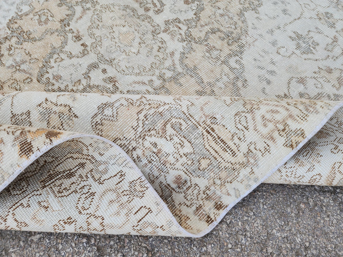 Neutral Rug 5x9, Isparta Wool HandCrafted, Dining Room Decor