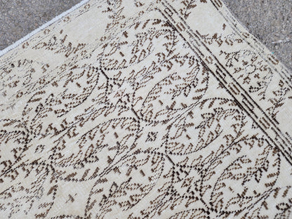 5x9 Oushak Turkish Hand Made Rug, Bohemian Beige and Brown, Rustic Farmhouse Decor Rug