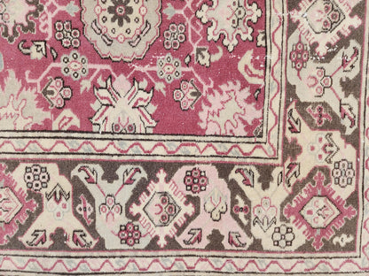 6x8 Turkish Hand Made Rug, Bohemian Rustic Decor, Oushak Red Wool Carpet
