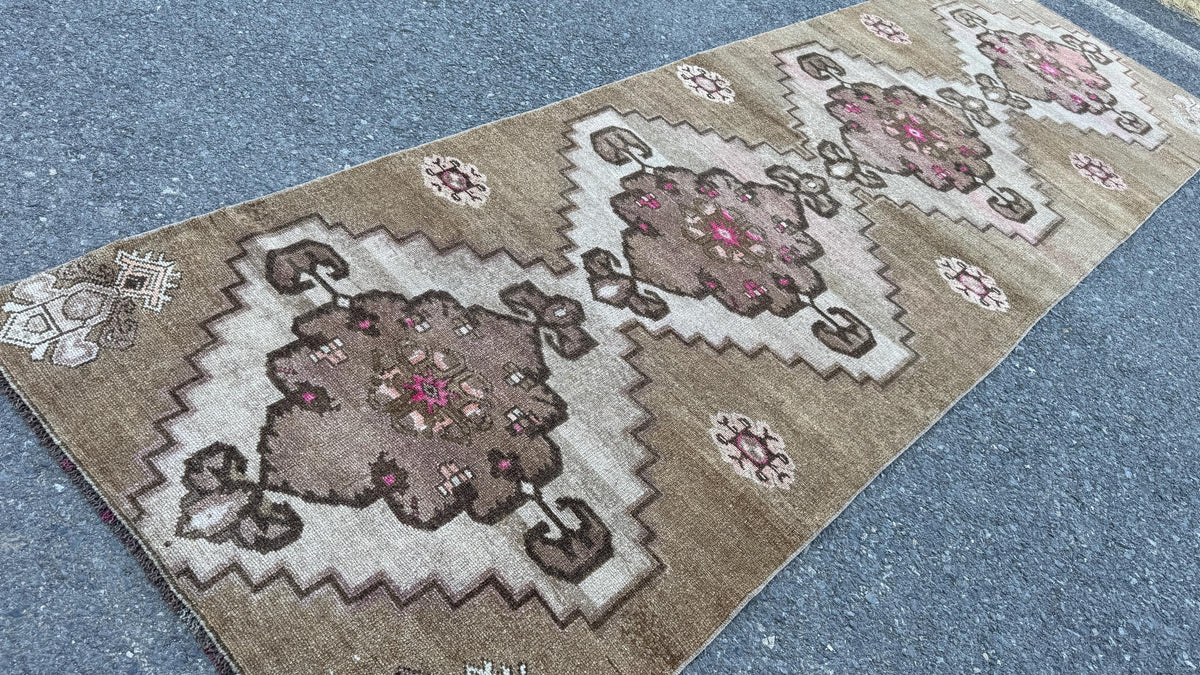 4x12 Natural Wool Runner Rug, Hand Made Rustic Decor, Up Cycled Wool