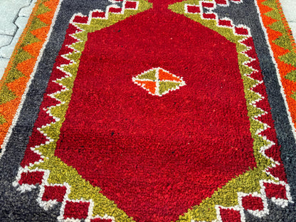 Handwoven Herki Runner Rug: 3x10 Turkish Boho Hallway Decor