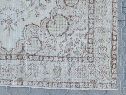 5x8 Vintage Turkish Oushak Rug: Handwoven Wool & Cotton