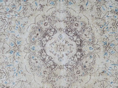 7x10 Oushak Rug: Handwoven Turkish Wool, Neutral Farmhouse Style